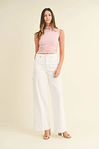 White Palazzo Wide Leg Jeans