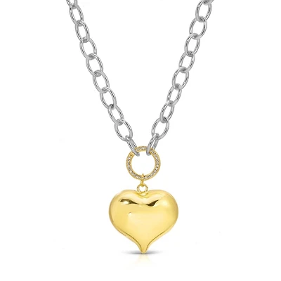 Two-Tone Bubble Heart Statement Necklace