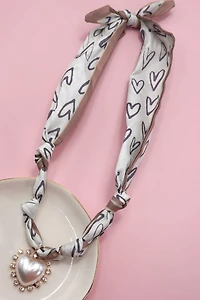 Heart Charm Heart Scarf Necklace