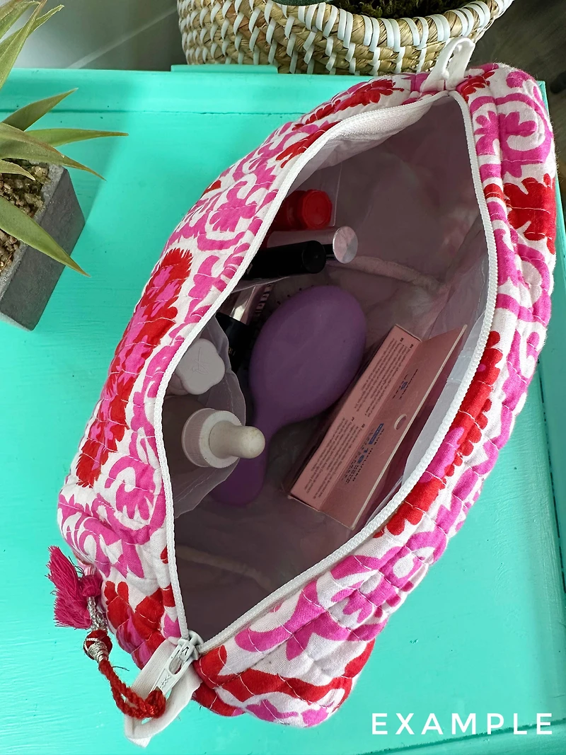 Quilted Makeup Bags | Pink Wildflowers Cosmetics Bag