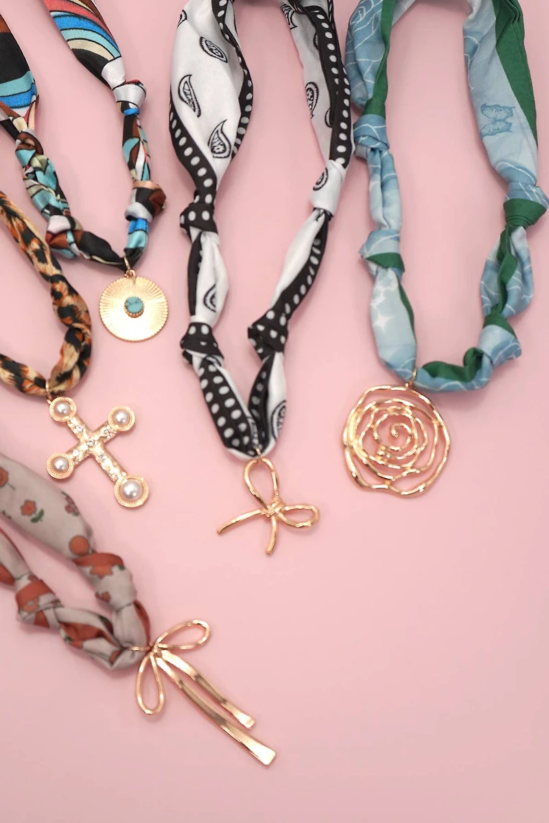 Cheetah Handmade Scarf Charm Necklace