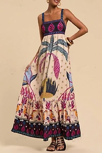 Tropical Print Sleeveless Dress