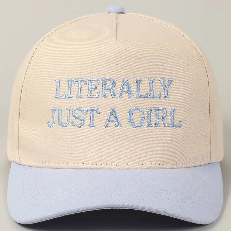 Literally Just A Girl Embroidery Two Tone Trucker Hat: FUCHSIA / ONE SIZE