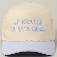 Literally Just A Girl Embroidery Two Tone Trucker Hat: FUCHSIA / ONE SIZE