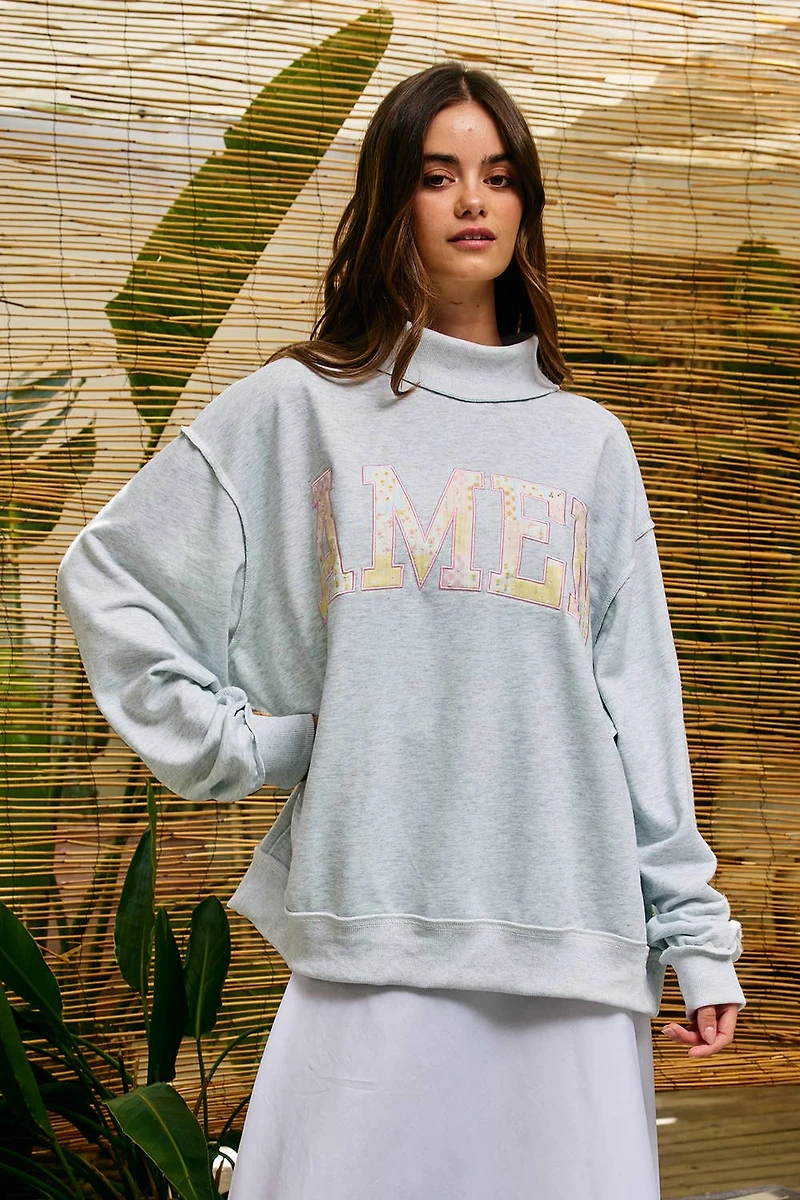 AMEN Patchwork Mock Neck