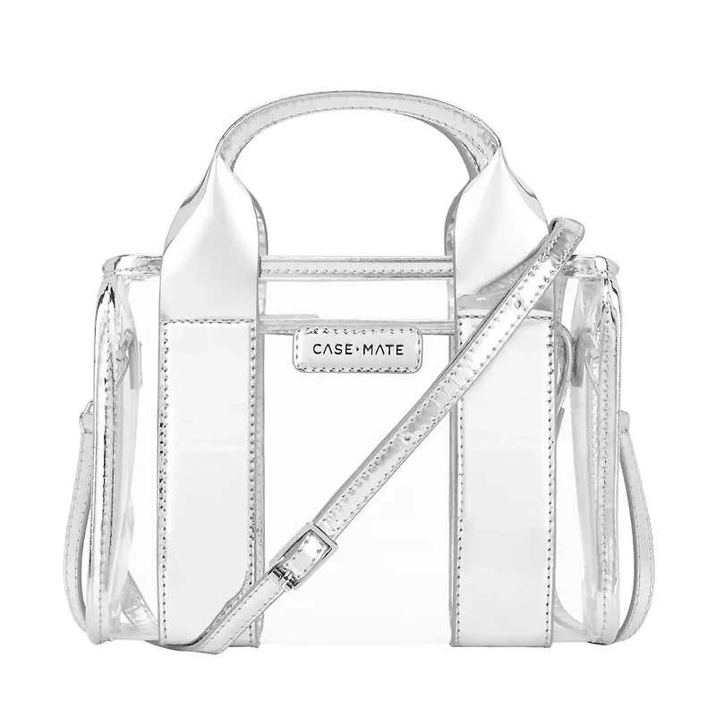 Silver Stadium Tote With Strap