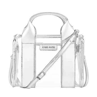 Silver Stadium Tote With Strap