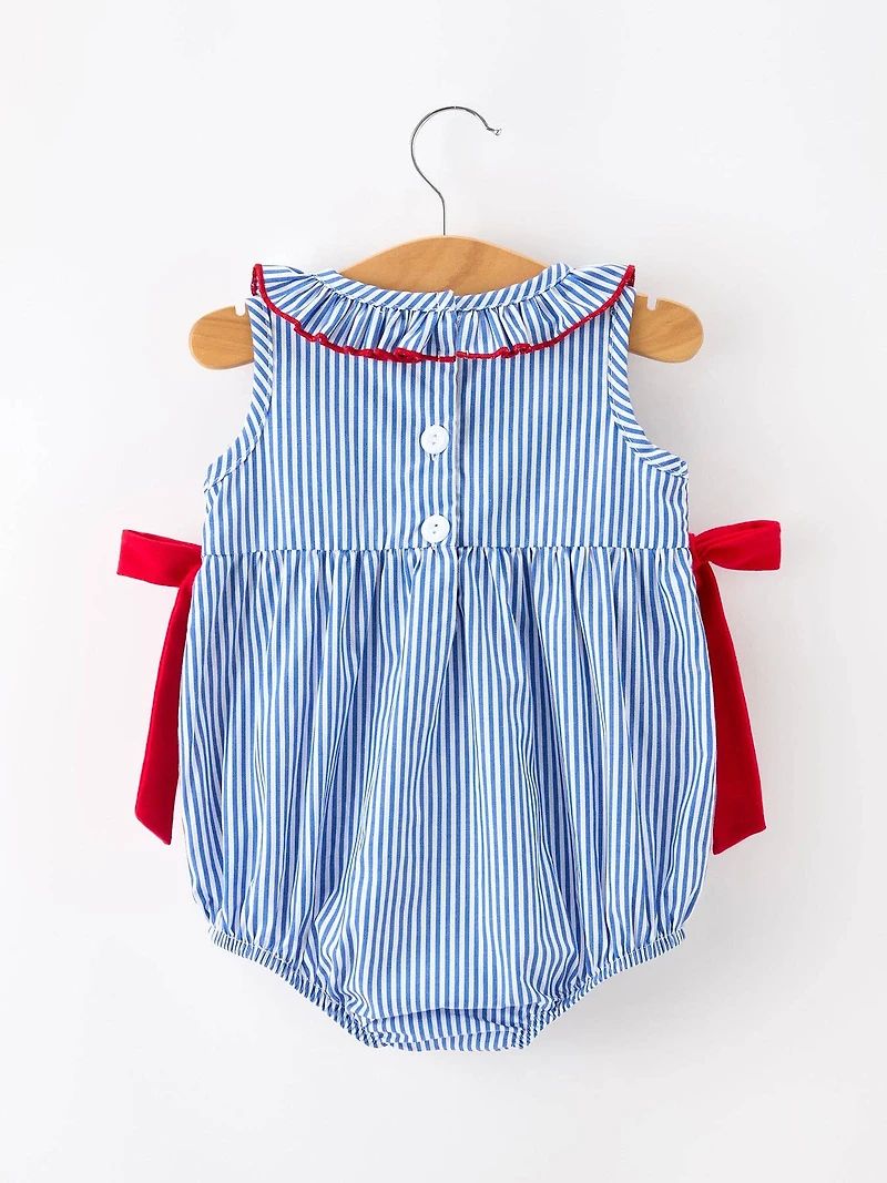 4th of July Plaid Smocked Romper