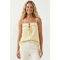 Yellow Knitting Detail Tank Top