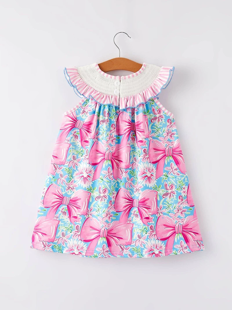 “I Love DAD ”Embroidery Smocking Baby Girls Dress