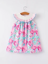 “I Love DAD ”Embroidery Smocking Baby Girls Dress