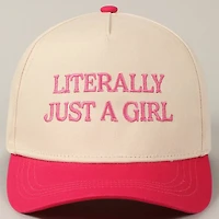 Literally Just A Girl Embroidery Two Tone Trucker Hat: FUCHSIA / ONE SIZE