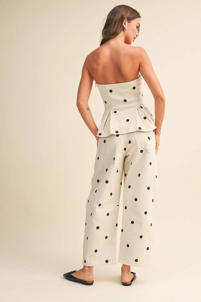 White Polka Dot Strapless Set