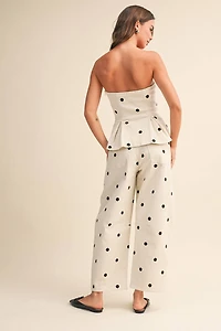 White Polka Dot Strapless Set