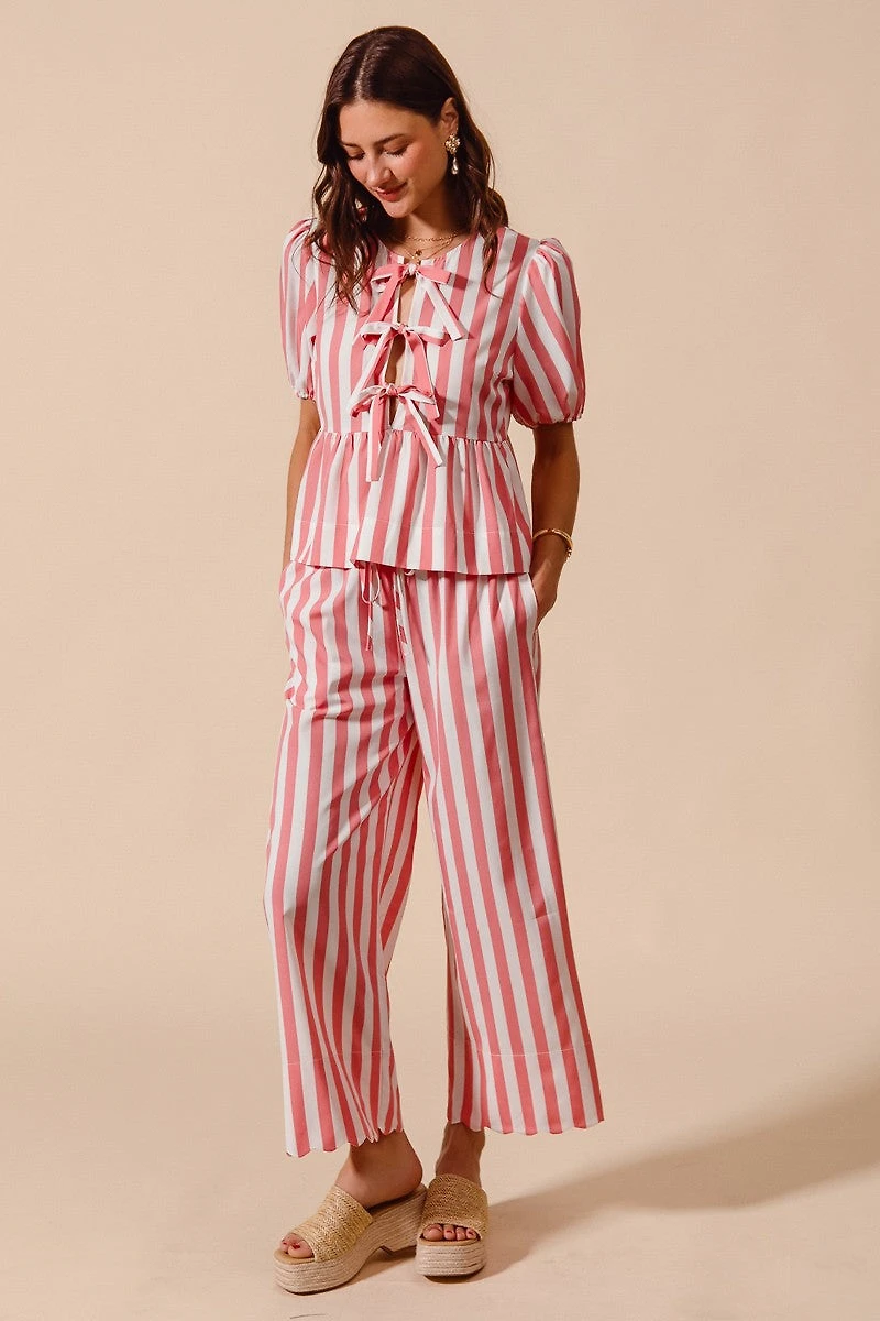Pink Stripe Top & Pant Set