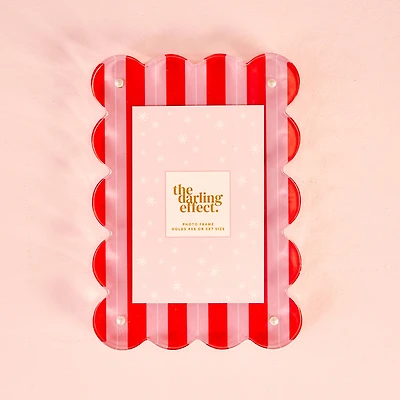 Rectangle Scalloped Acrylic Frame-Peppermint Stripes