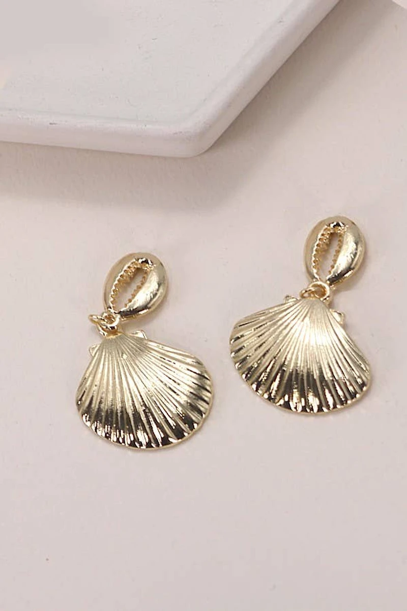 GOLD PUKA SEASHELL DROP EARRINGS