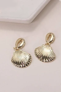 GOLD PUKA SEASHELL DROP EARRINGS