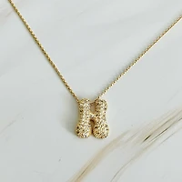 Crystal Bubble Initial Necklace: E