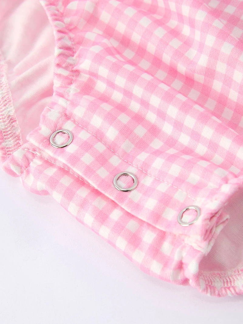 4th of July Plaid Girls Romper