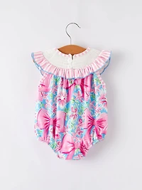 “I Love DAD”Embroidery Smocking Baby Girls Romper