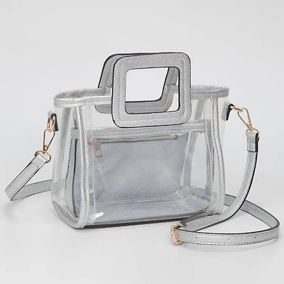 Silver 3-piece Clear Crossbody Bag
