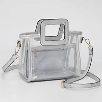 Silver 3-piece Clear Crossbody Bag