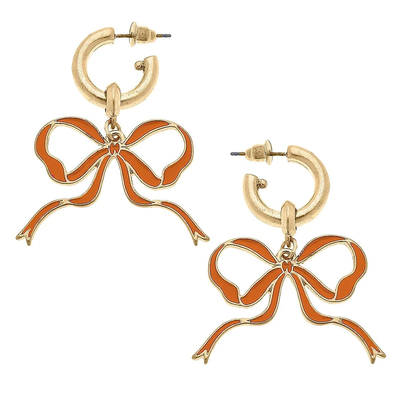 Veronica Game Day Bow Enamel Earrings