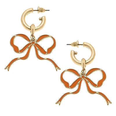Veronica Game Day Bow Enamel Earrings
