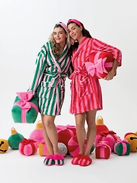 Pink Striped Slippers