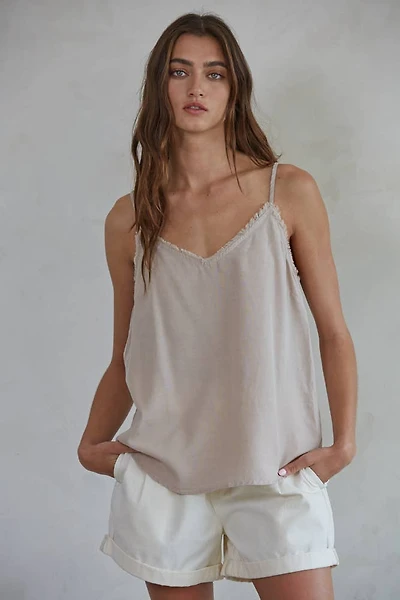 Beige V-Neck Spaghetti Strap Top