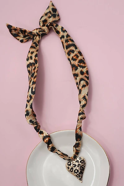 Cheetah Handmade Scarf Charm Necklace