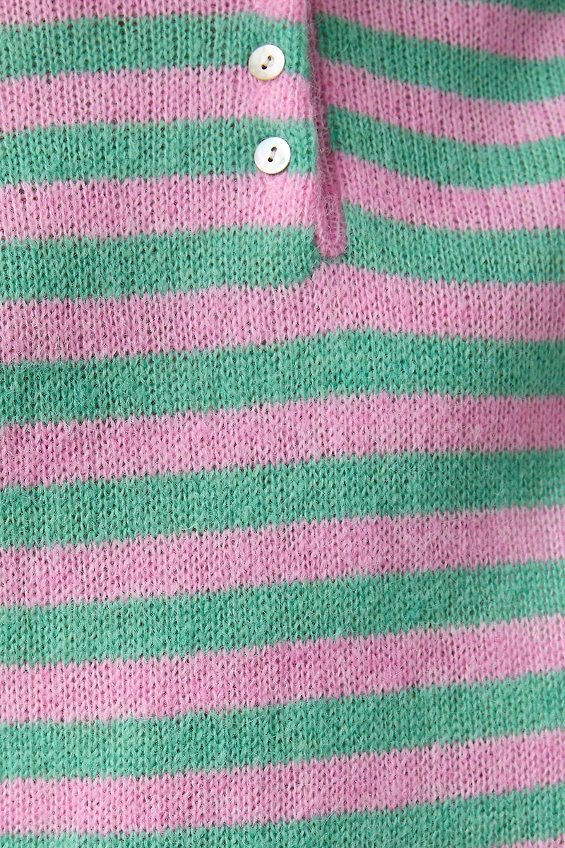 Pink & Green Striped Sweater
