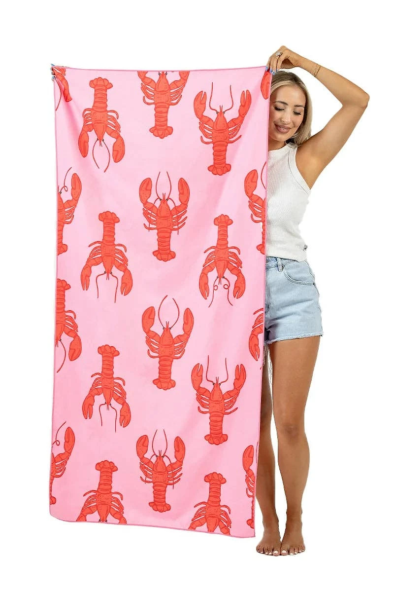 Pink Lobster Reversible Pool Towel