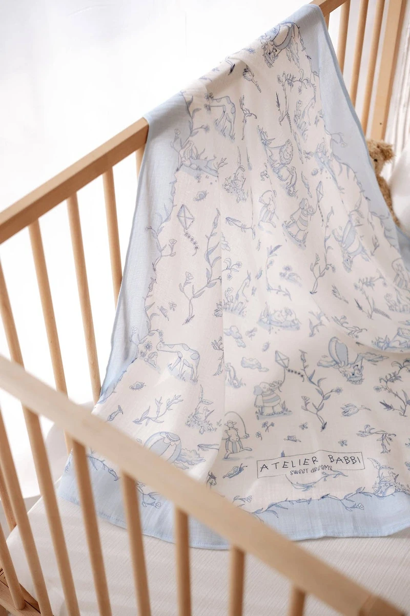 Blue Muslin Baby Blanket