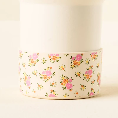 Cream Floral No-Slip Tumbler Boot