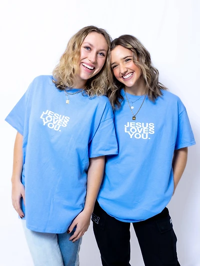 University Blue Jesus Loves You Tee