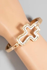 Two Tone Cross Latch Bangle Bracelet