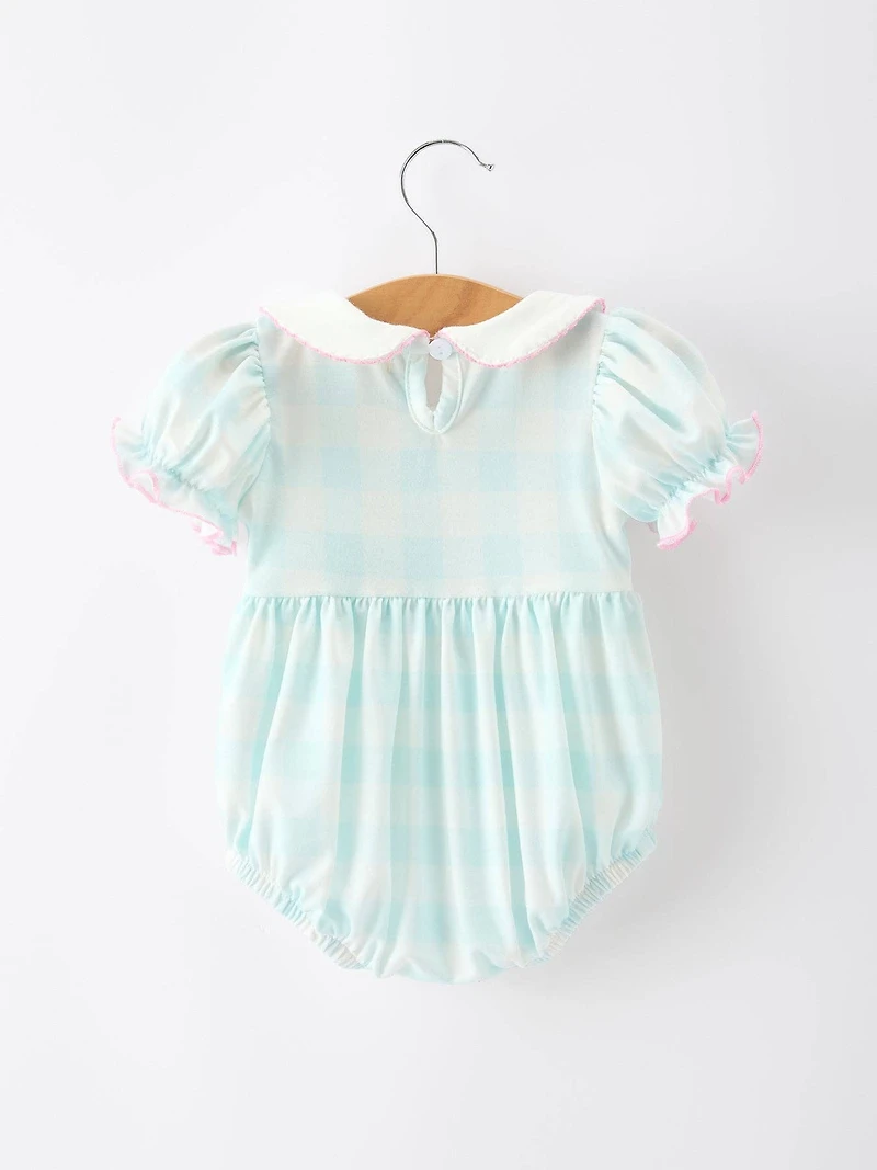 Spring Plaid Bow Girls Romper