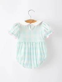 Spring Plaid Bow Girls Romper