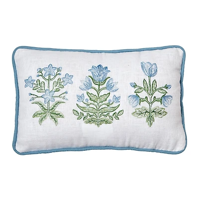 3 Flowers Embroidered Pillow