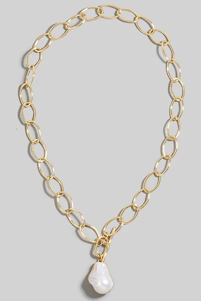 Pearl Pendant Dainty Oval Chain Necklace
