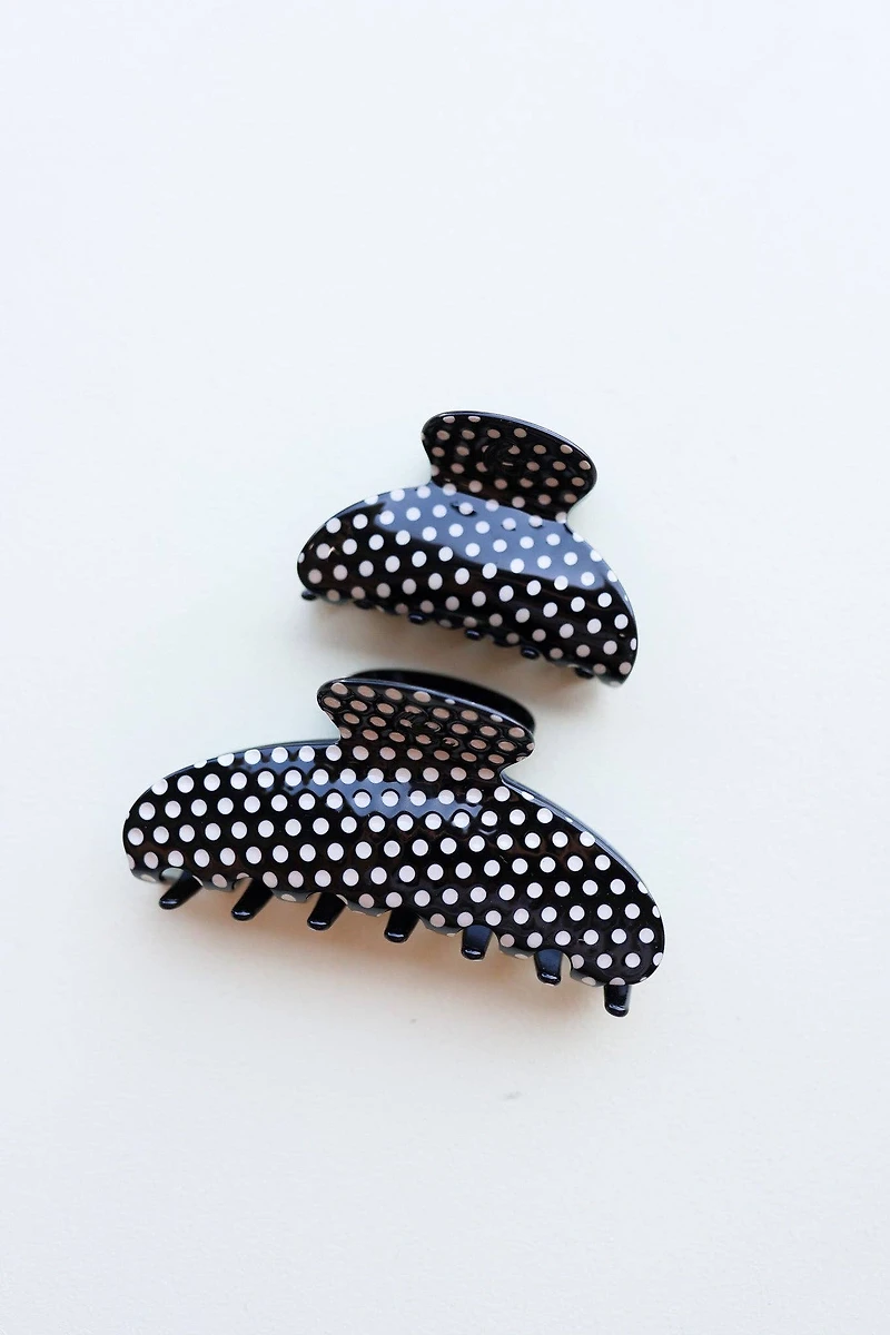 Midi Black & White Polka Dot Claw