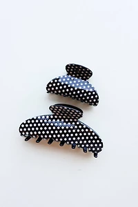 Midi Black & White Polka Dot Claw