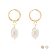 18K Gold PVD Freshwater Pearl Huggie Earrings