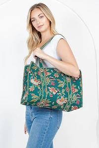 Floral Quilted Tote Bag