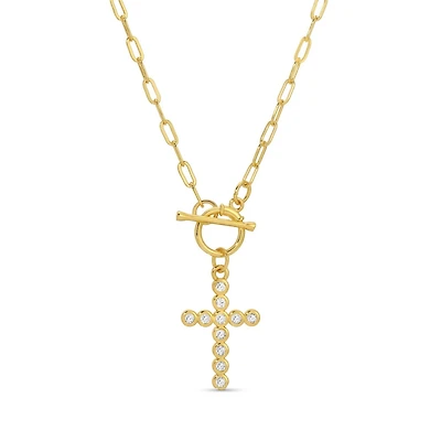 Sparkle Cross Toggle Necklace