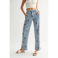 Embroidered Floral Jeans