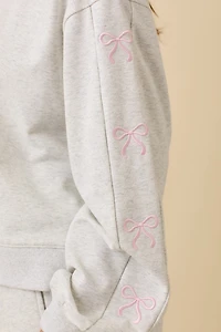 Heather Grey Bow Crewneck