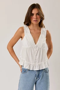 White Lace Trim Top